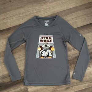 RunDisney Official Race Shirt Star Wars BB8 10K Gray Long Sleeve Running Top XS